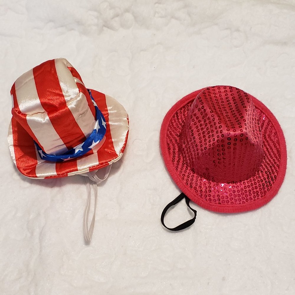 Both Holiday Extra Small Puppy Hats, 4th of July & New Year's